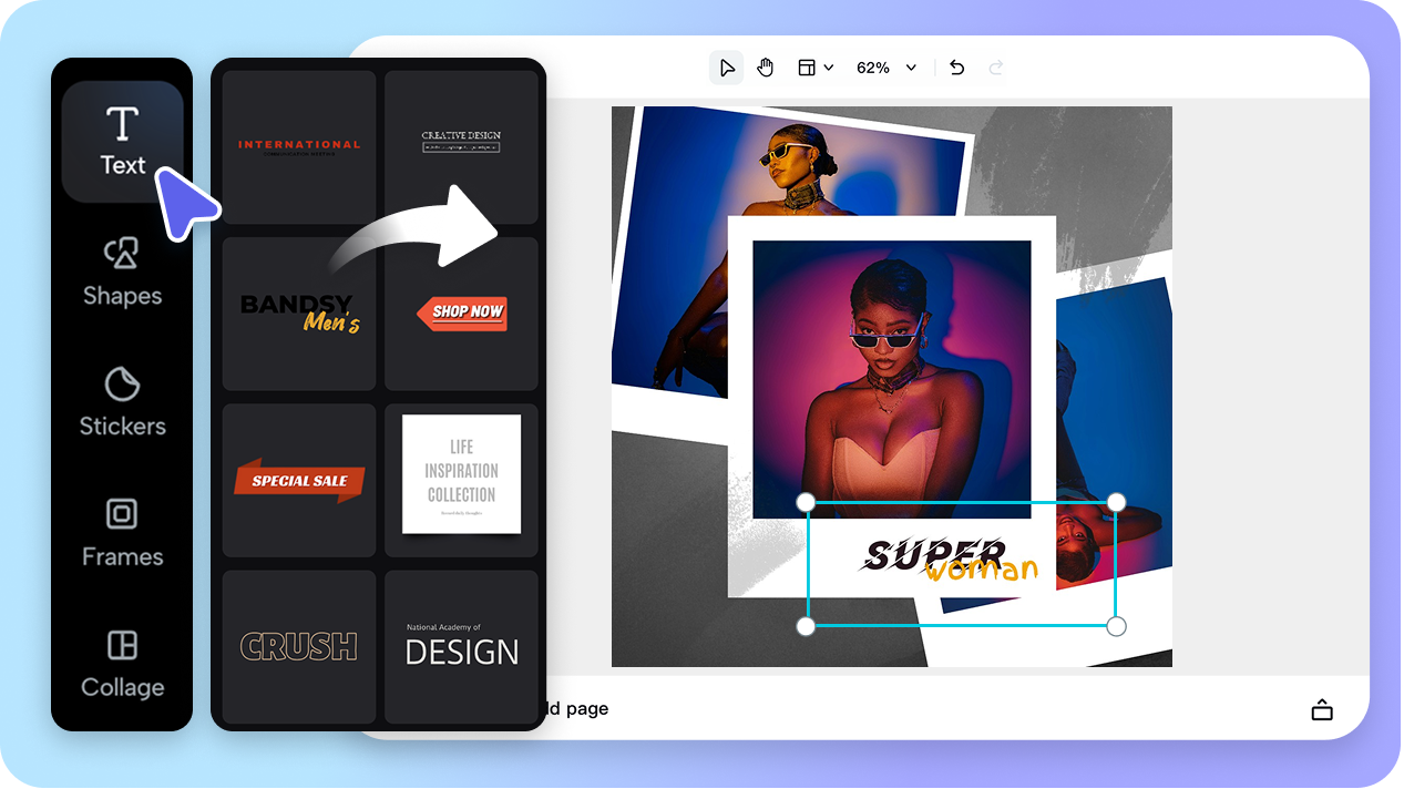 Custom fonts and elements with adjustable layouts